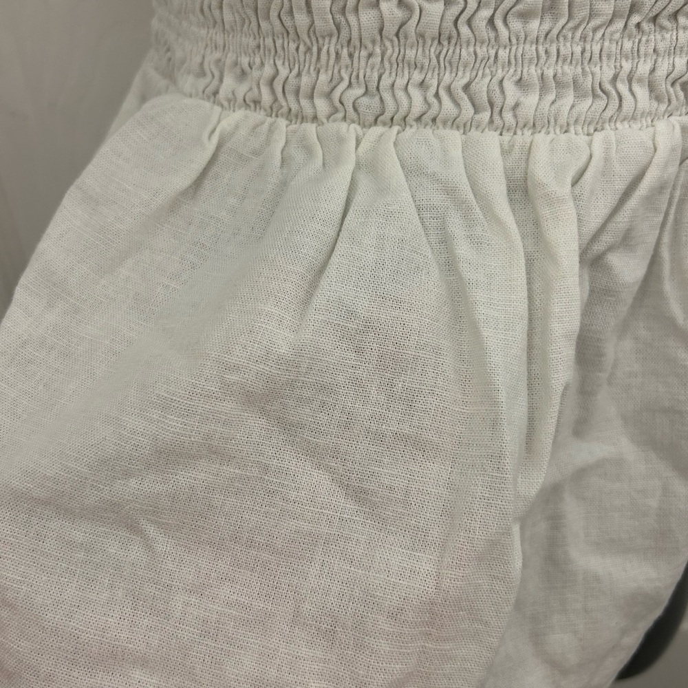 White Linen Peplum Top, Sz S - Picture 3 of 8
